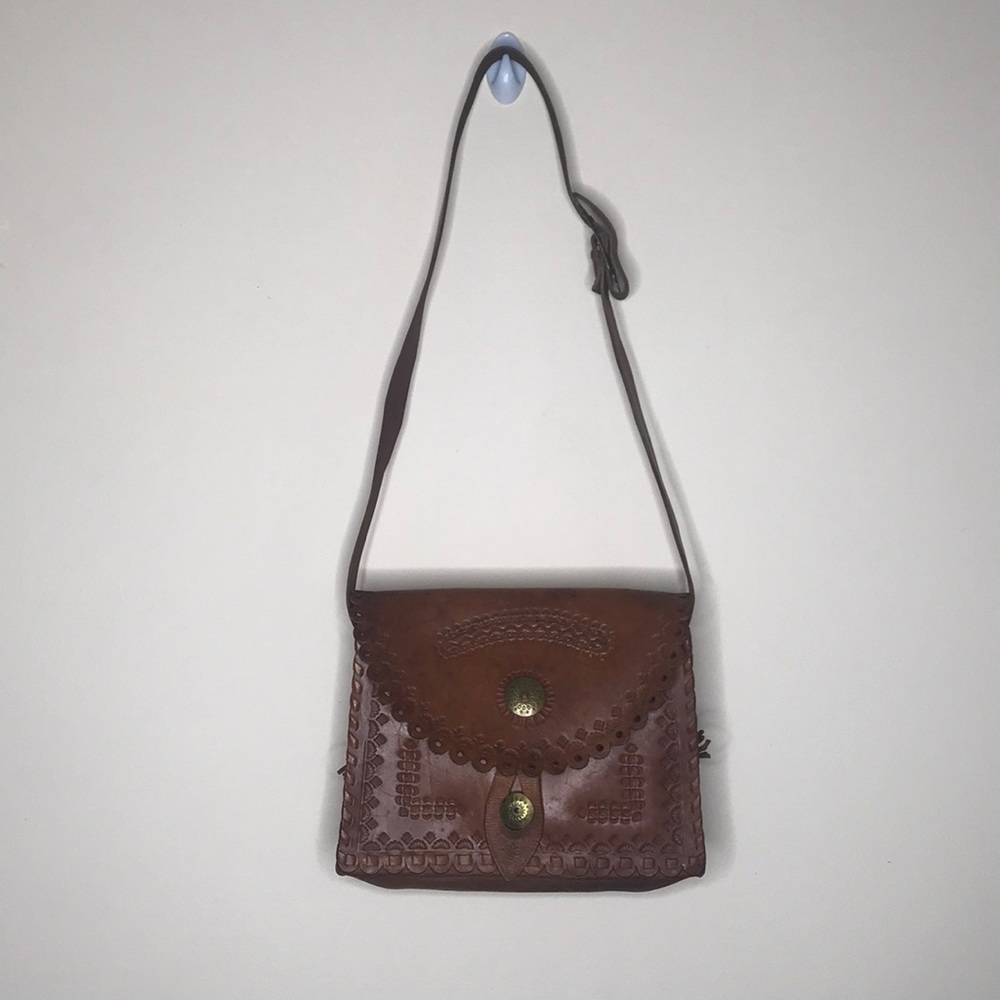 Vintage Leather Tooled Shoulder Bag 60’s 70’s - Picture 4 of 15
